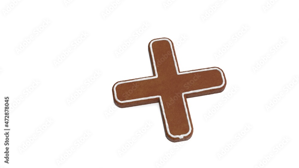 3d rendering of gingerbread symbol of plus isolated on white background 3d rendering of gingerbread symbol of plus isolated on white background