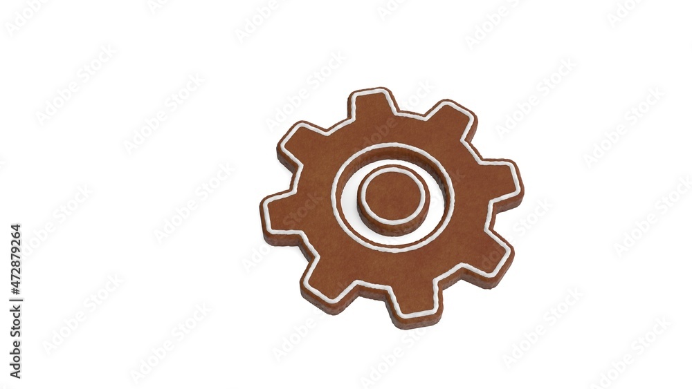 3d rendering of gingerbread symbol of settings isolated on white background 3d rendering of gingerbread symbol of settings isolated on white background