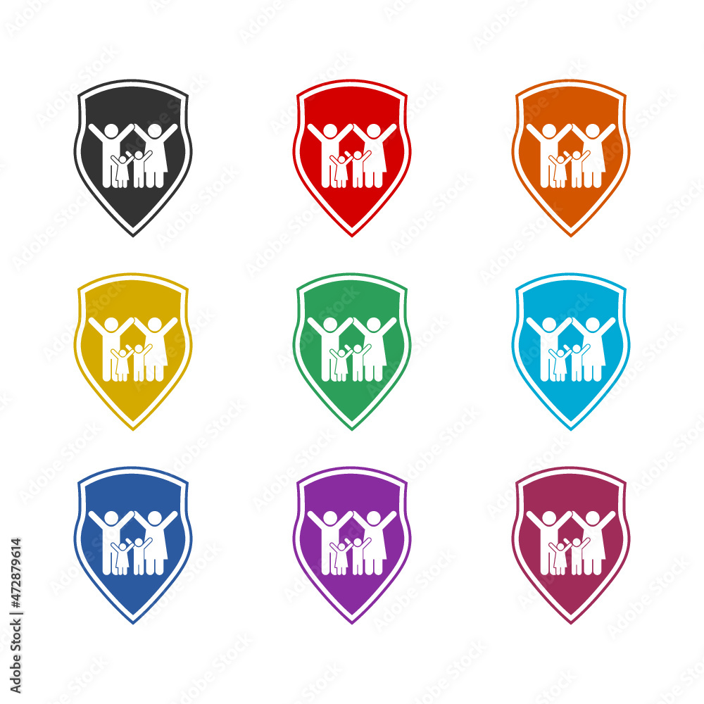 Family insurance icon isolated on white background, color set Family insurance icon isolated on white background, color set