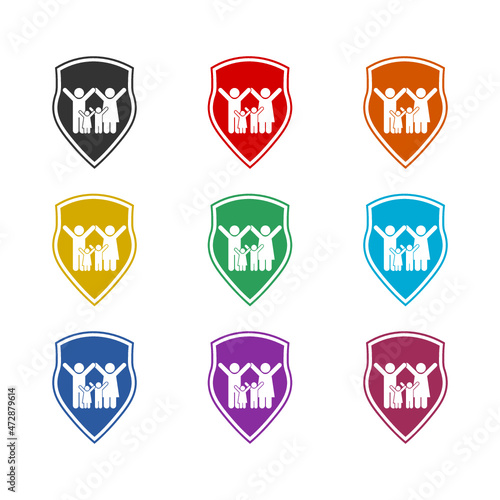 Family insurance icon isolated on white background  color set