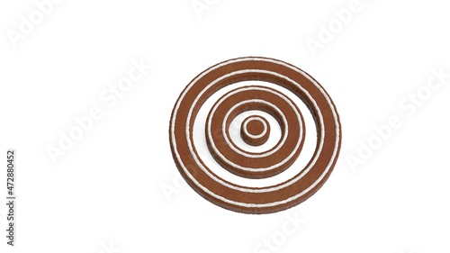 3d rendering of gingerbread symbol of target isolated on white background
