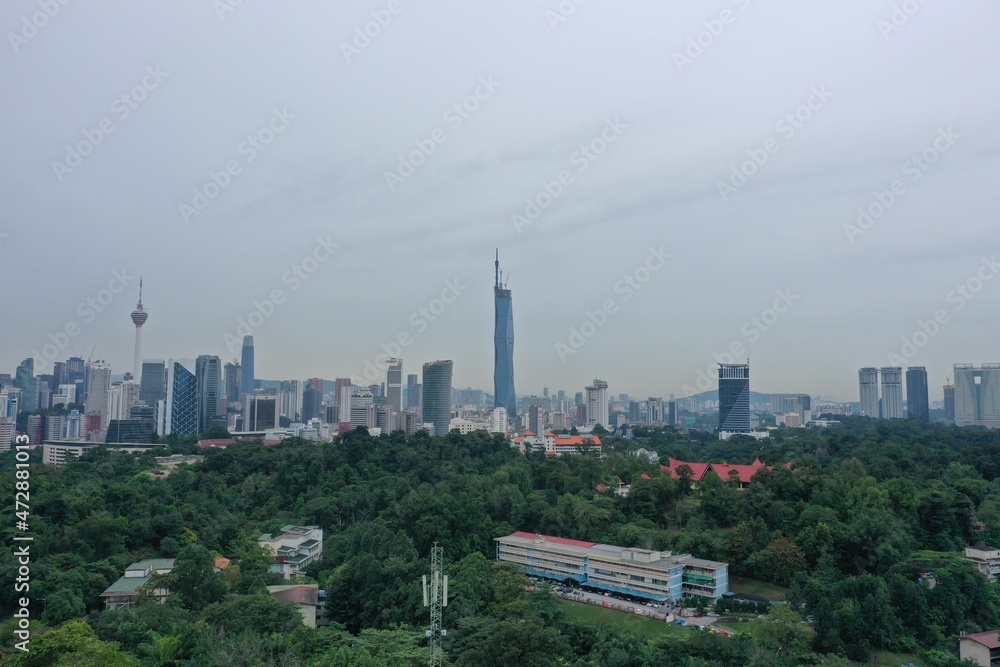 Aerial view of Kuala Lumpur city (with PNB118, second tallest tower in the world)