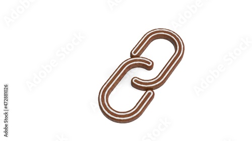 3d rendering of gingerbread symbol of unlink isolated on white background