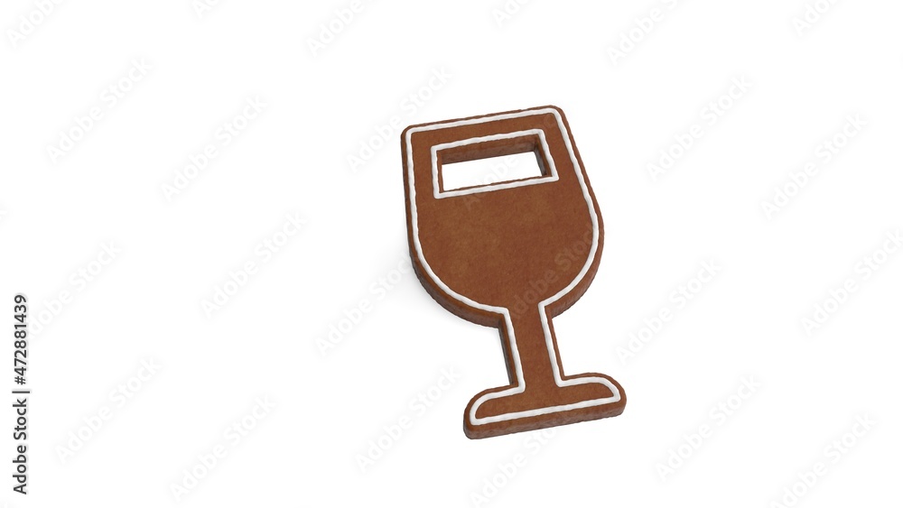 3d rendering of gingerbread symbol of wine glass alt isolated on white background 3d rendering of gingerbread symbol of wine glass alt isolated on white background