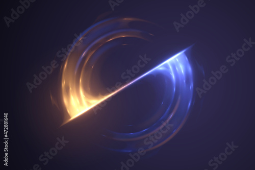 Abstract yellow and blue light circle motion effect