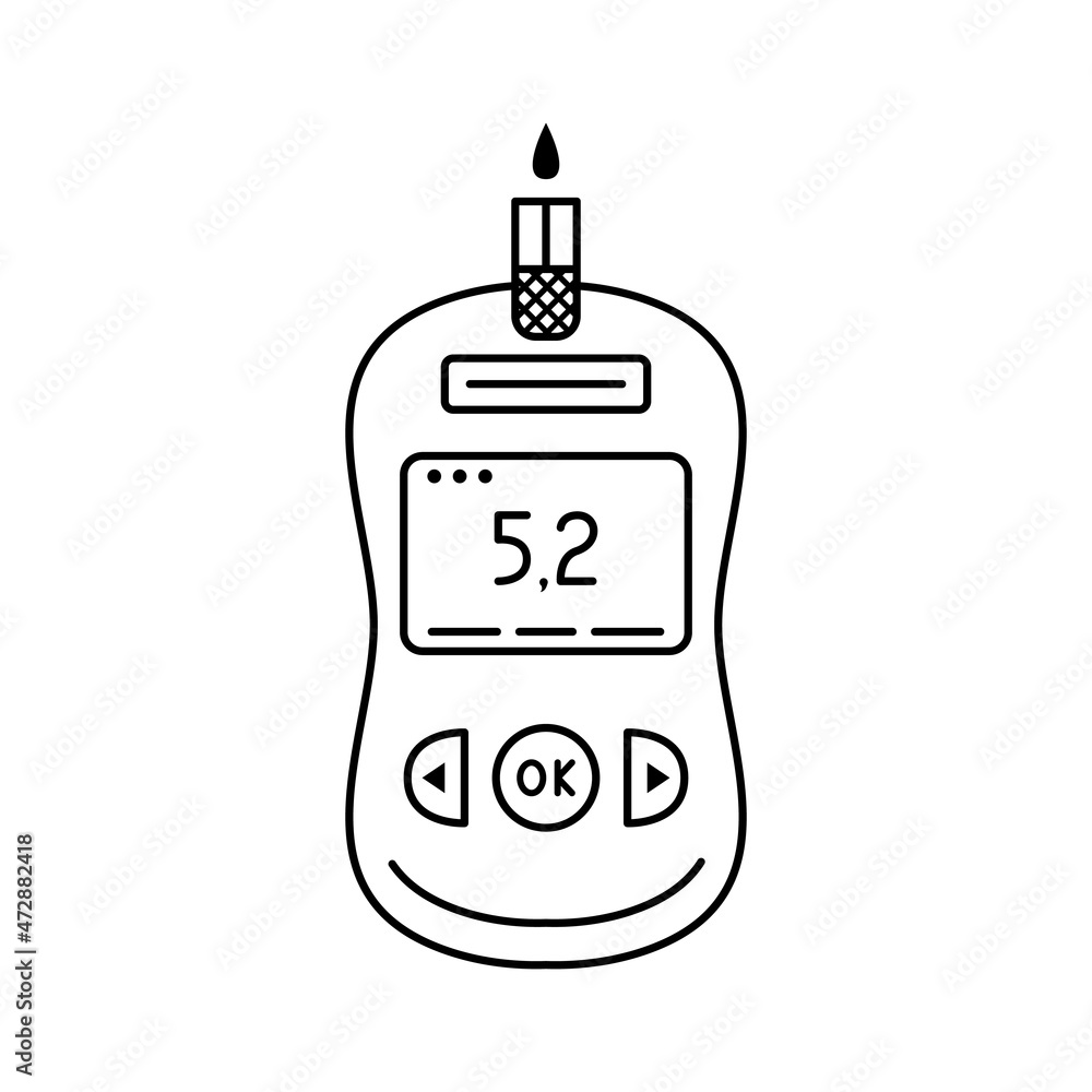 Vector Illustration Of A Device For Measuring Blood Sugar Levels At Vector Illustration Of A Device For Measuring Blood Sugar Levels At