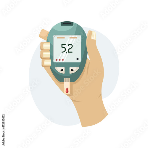 Wallpaper Mural Vector illustration of a device for measuring blood sugar levels at home. Glucose meter for diabetics. Flat style Torontodigital.ca