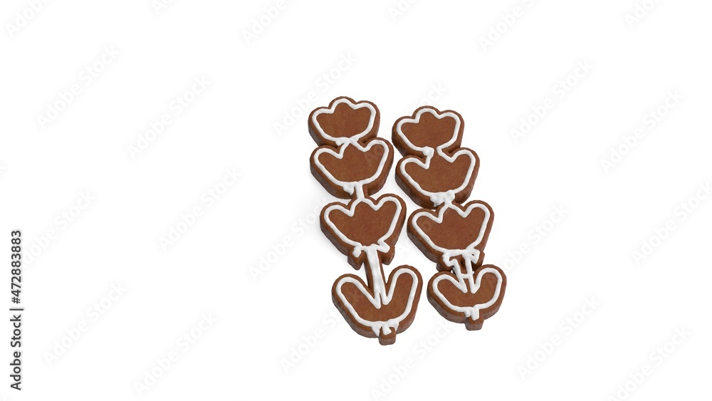3d rendering of gingerbread symbol of lavender isolated on white background 3d rendering of gingerbread symbol of lavender isolated on white background