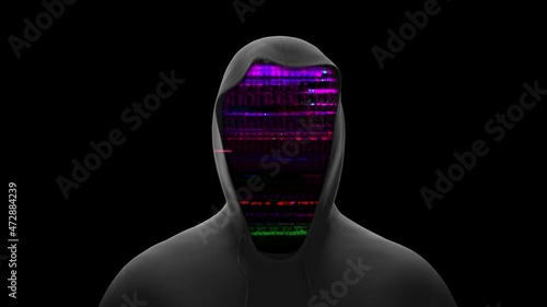 Anonymous stranger in a hoodie - glitch face photo