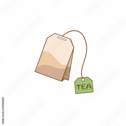 Tea bag isolated on white background.Vector illustration