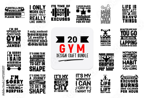 Craft design bundle with Gym lettering quotes.