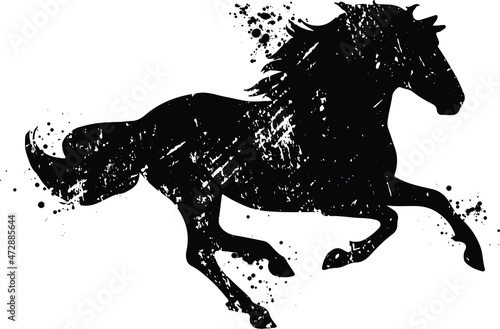 Horse grunge silhouette isolated on white background