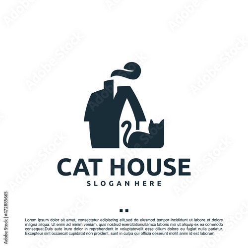 cat house , animal care ,logo design template