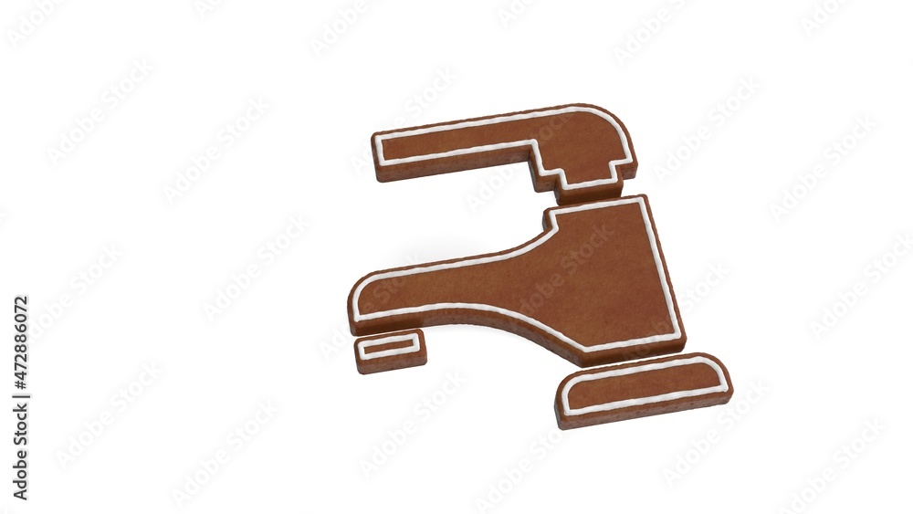 3d rendering of gingerbread symbol of tap isolated on white background 3d rendering of gingerbread symbol of tap isolated on white background