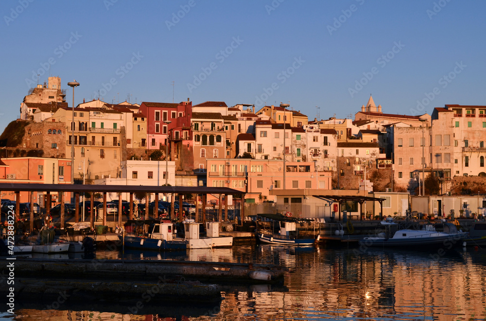 Termoli - Molise - The houses overlooking the harbor and the small boats in the foreground.