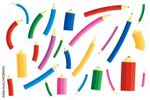 Set of colorful pencils of different forms. EPS 10
