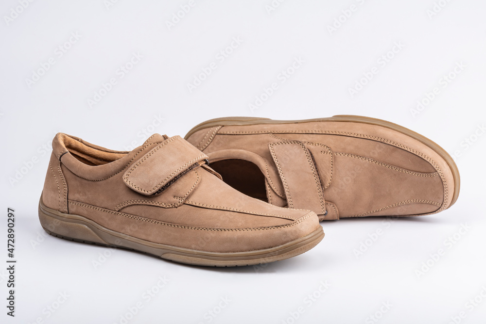 Beige men's summer leather shoes slippers Beige men's summer leather shoes slippers
