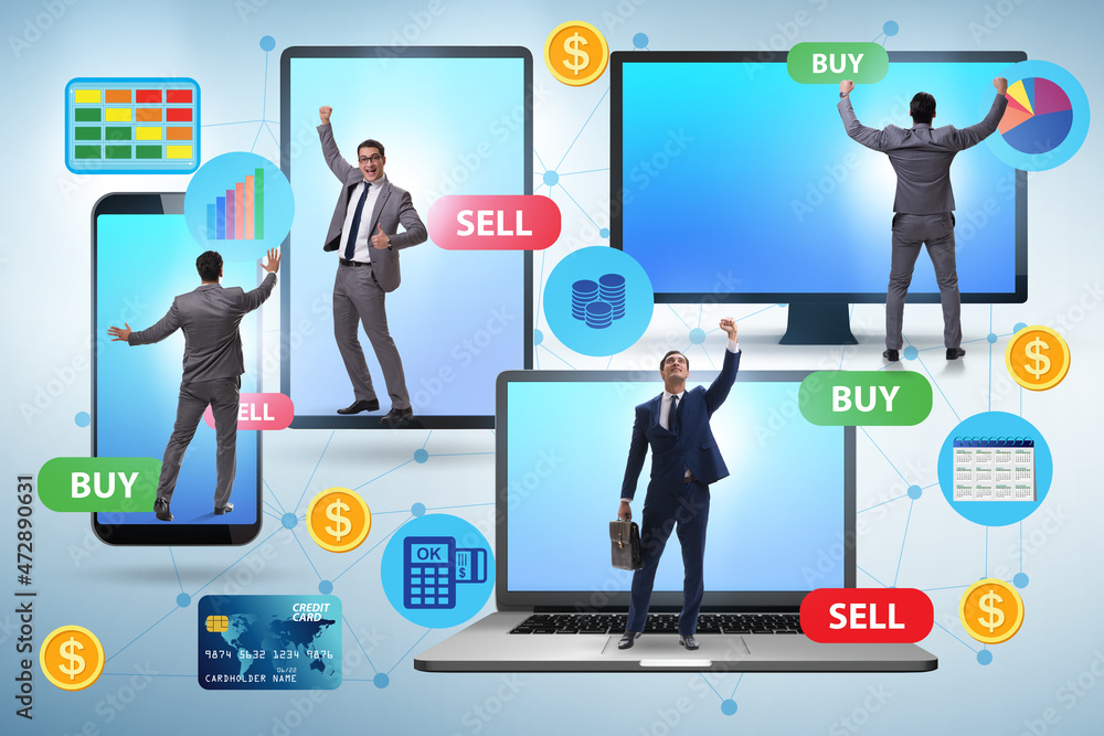 Online currency trading concept with business people Online currency trading concept with business people