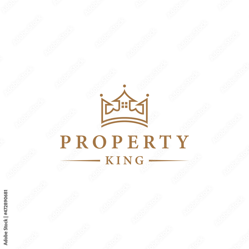 crown and house logo design for real estate business