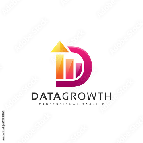 Initial d and statistics business chart bar logo design
