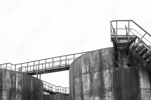 Fuel old chemical tank barrel oil in an industrial abandoned plant