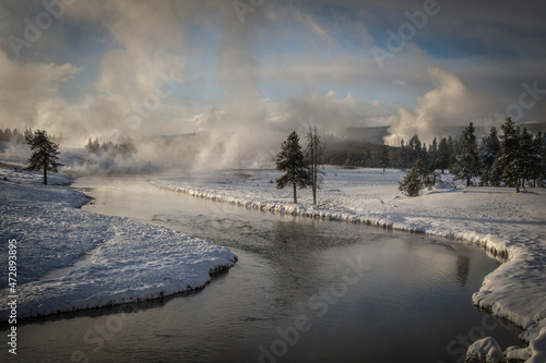 USA, Wyoming, Yellowstone National Park in winter photo