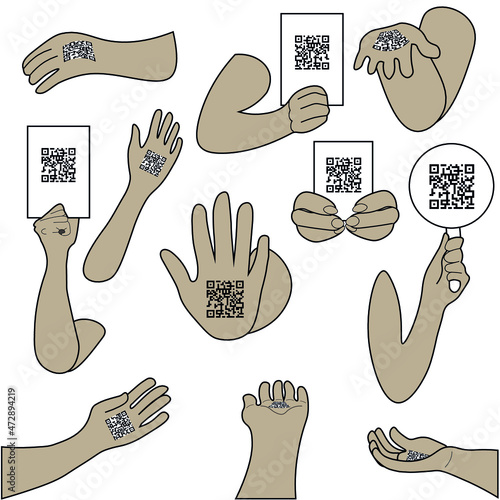 Set of hands with QR-codes for your designe.