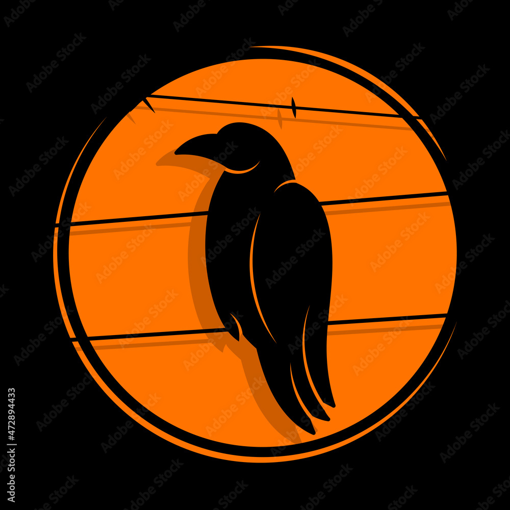 Fototapeta premium Vector illustration of the silhouette of a raven in grunge