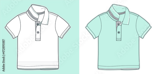 POLO shirt design template for boys vector illustration, Polo t shirt flat sketch