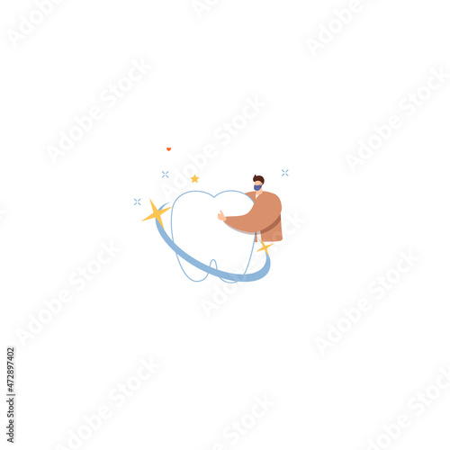 Dental examination. Dental care service, teeth examination, clinical procedure, visit a dentist, periodontal exam. Vector illustration.
