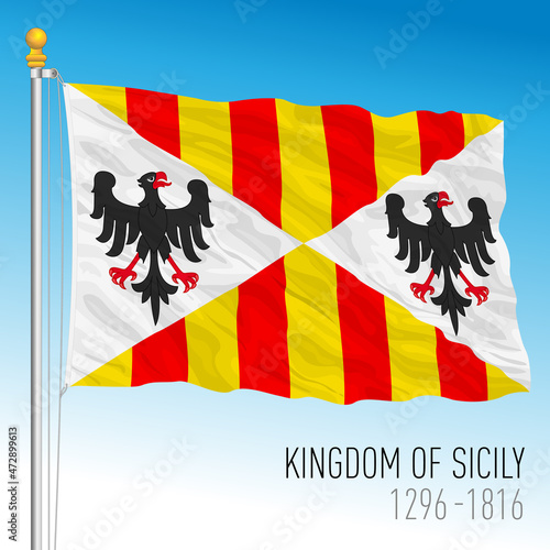 Kingdom of Sicily historical flag, 1296 - 1816, vector illustration