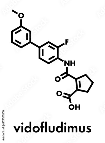 Vidofludimus drug molecule (DHODH inhibitor). Skeletal formula.
