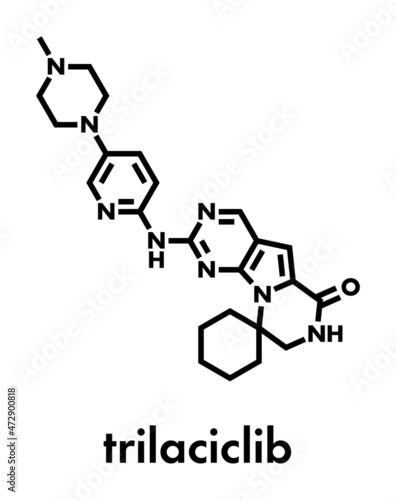 Trilaciclib cancer drug molecule. Skeletal formula.