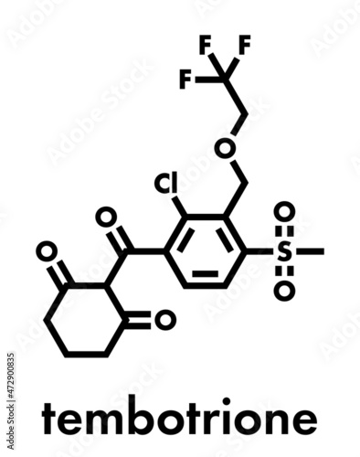 Tembotrione herbicide molecule. Skeletal formula.