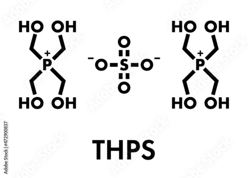 tetrakis(hydroxymethyl)phosphonium sulfate (THPS) biocide molecule. Skeletal formula.