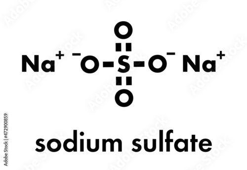 Sodium sulfate, chemical structure. Skeletal formula.