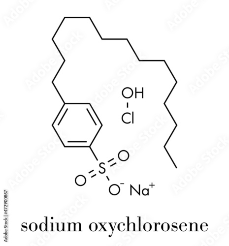 Sodium oxychlorosene antiseptic molecule. Skeletal formula.