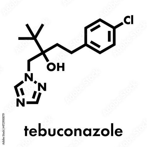 Tebuconazole fungicide molecule. Skeletal formula.