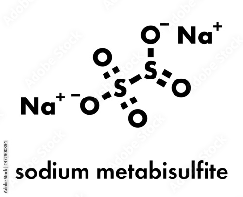 Sodium metabisulfite, chemical structure. Skeletal formula.