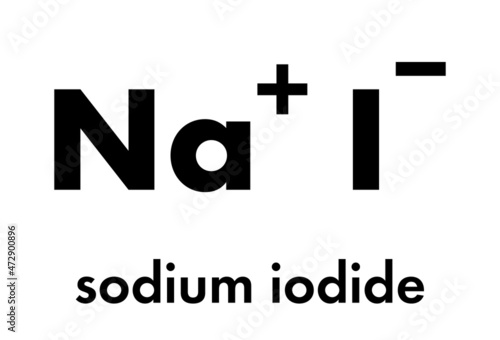 Sodium iodide salt, chemical structure. Skeletal formula.