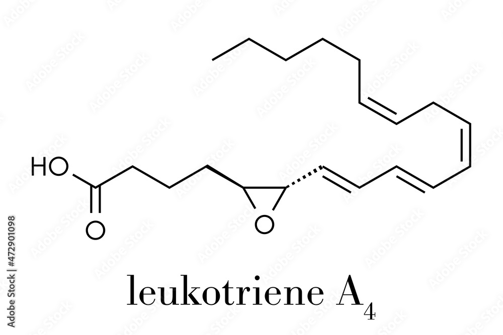 leukotriene A4 (LTA4) molecule. Skeletal formula.