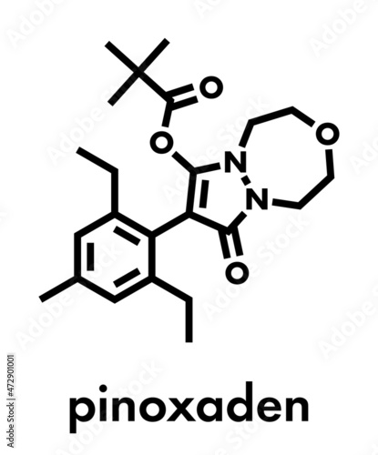 Pinoxaden herbicide molecule. Skeletal formula.