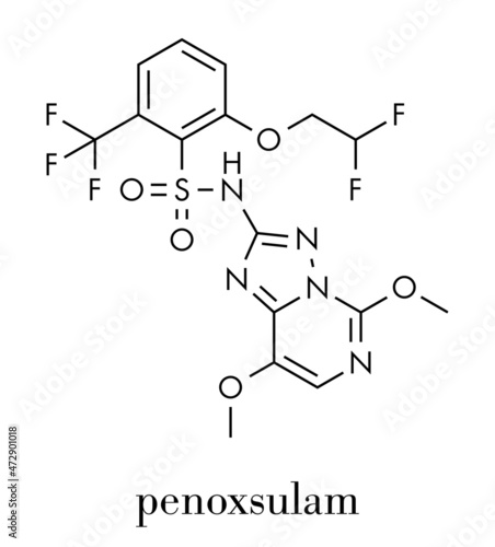 Penoxsulam herbicide molecule. Skeletal formula.