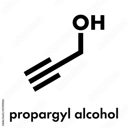 Propargyl alcohol molecule. Skeletal formula. photo