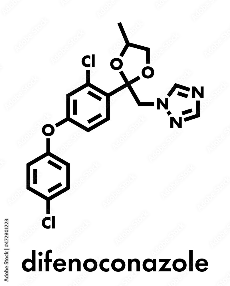 Fototapeta premium Difenoconazole fungicide molecule. Skeletal formula.