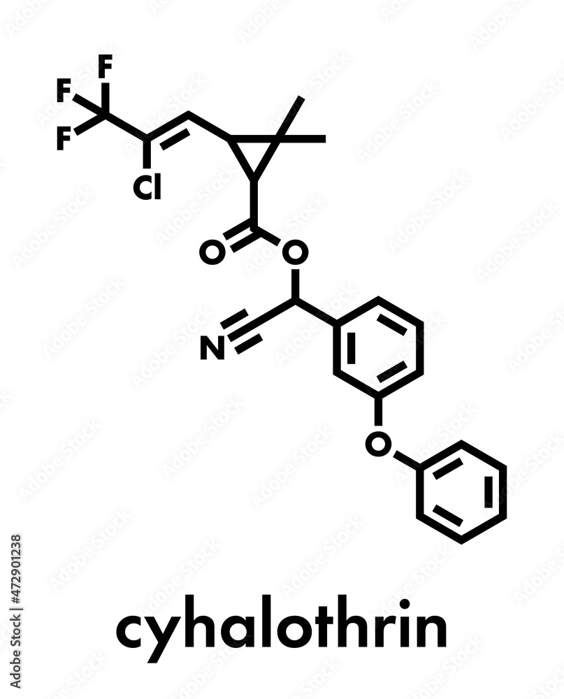 Cyhalothrin insecticide molecule. Skeletal formula. Stock Vector ...