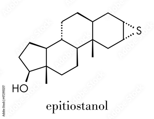 Epitiostanol (epithioandrostanol) cancer drug molecule. Skeletal formula.