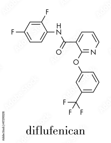 Diflufenican herbicide molecule. Skeletal formula.