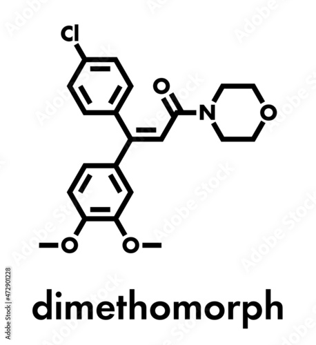 Dimethomorph fungicide molecule. Skeletal formula.