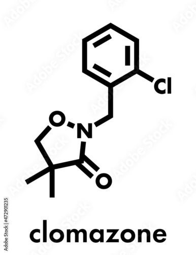 Clomazone herbicide molecule. Skeletal formula.